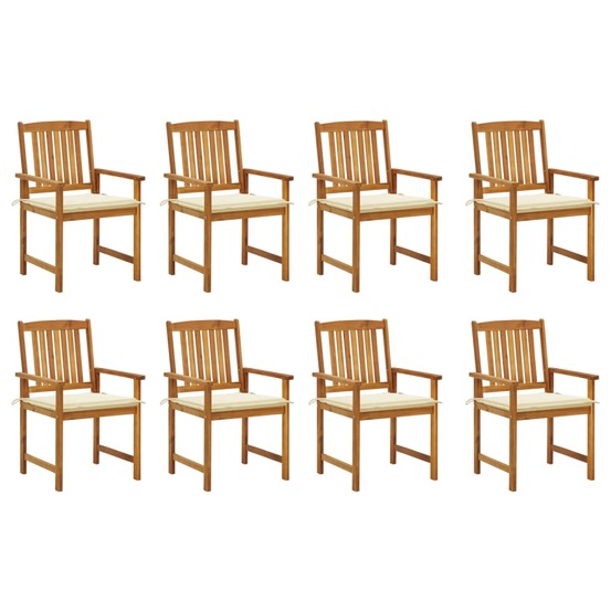 Chaises de jardin avec coussins lot de 8 bois d'acacia solide