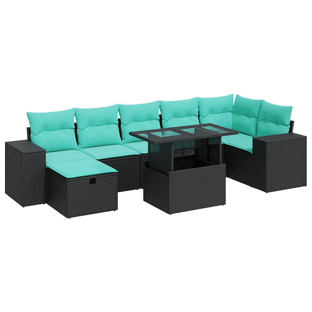 Salon de jardin avec coussins 8 pcs gris résine tressée acacia