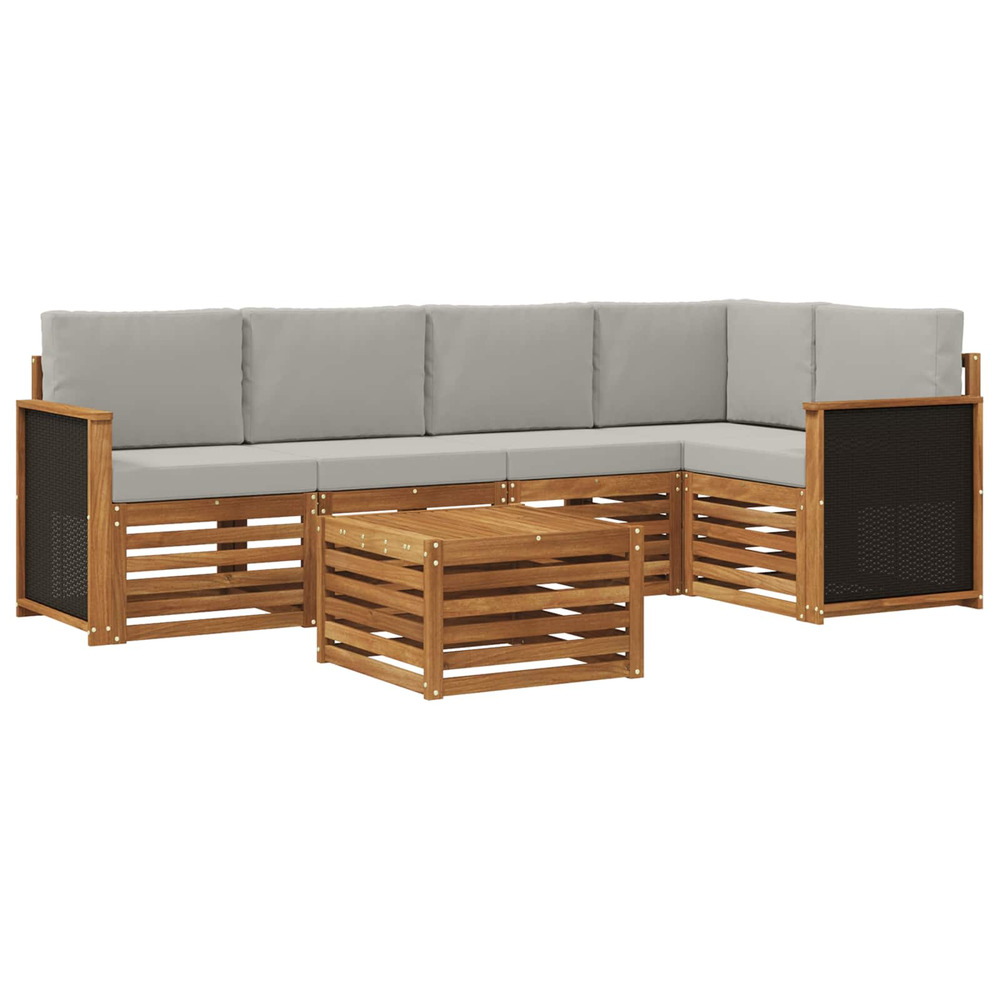 Ensemble de canapé d'angle 5 pcs naturel et gris clair