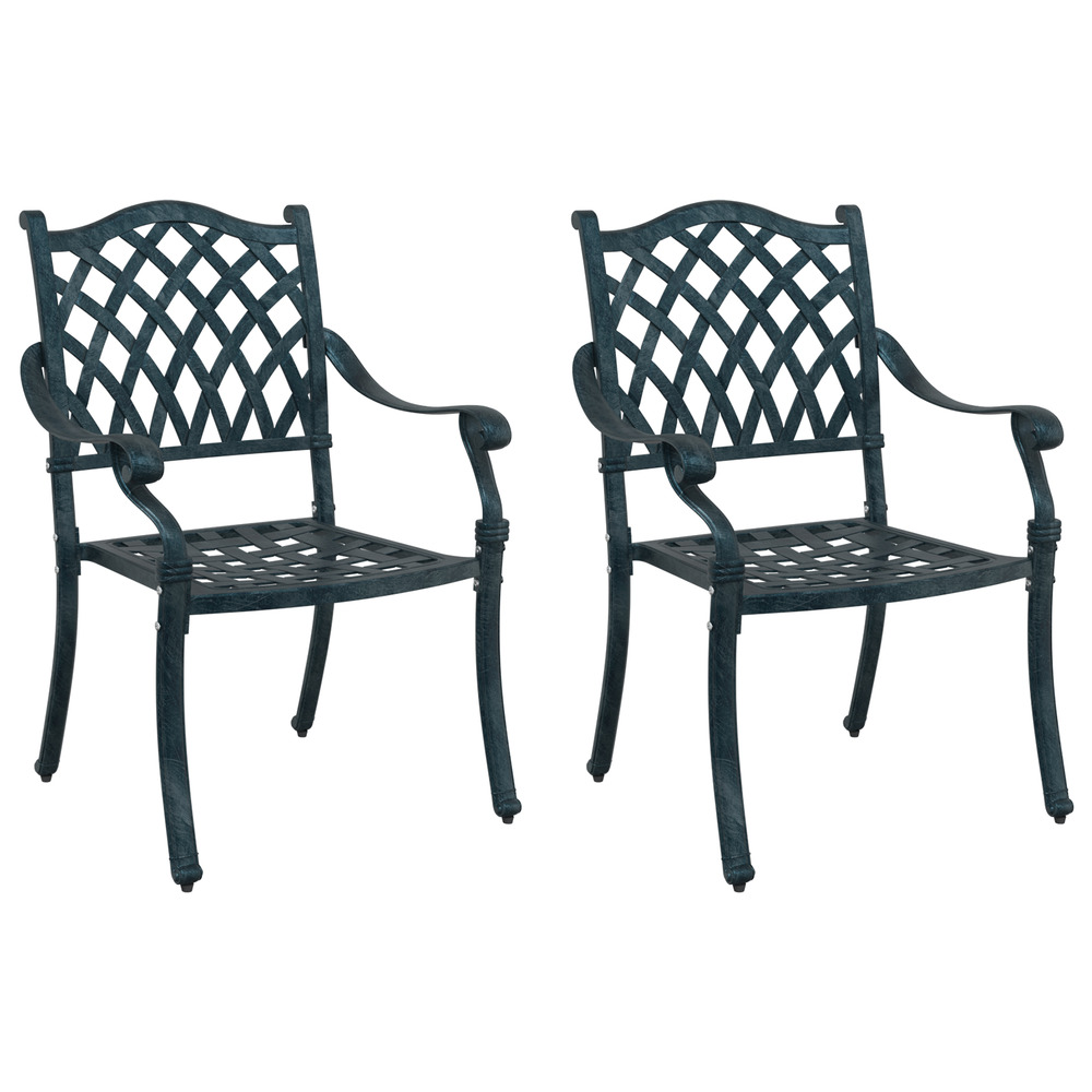 Ensemble de 2 chaises de jardin en aluminium vert
