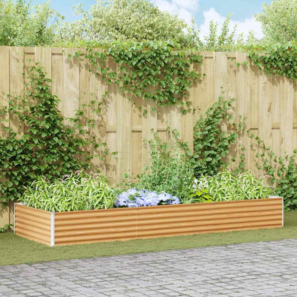Vaste cadre de culture en acier galvanisé résistant intempéries pour jardin familial marron clair 290x100x36cm