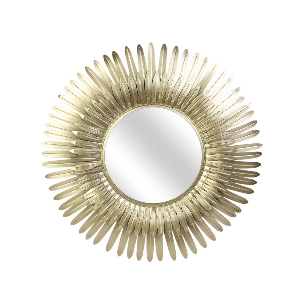 Miroir plumes en métal doré 53 cm
