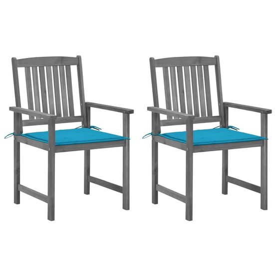 Chaises de jardin et coussins lot de 2 gris bois acacia massif