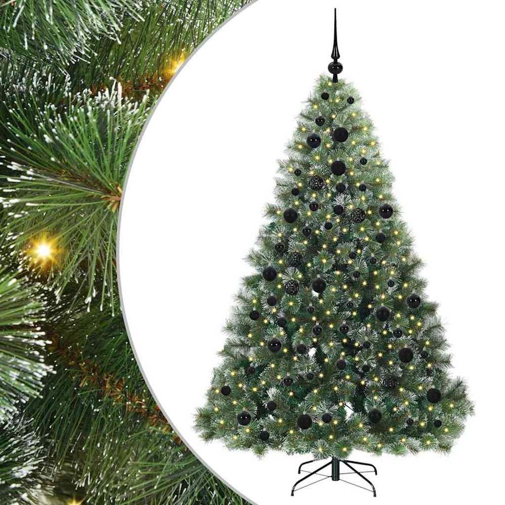 Sapin de noël artificiel avec 300 led vert 180 cm pe et pvc
