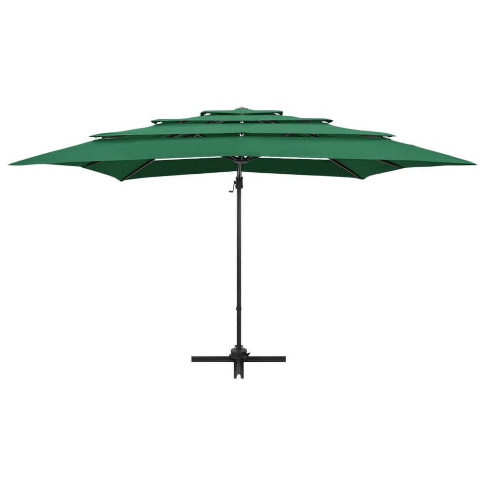 Parasol mobilier de jardin à 4 niveau x avec mât en aluminium 250 x 250 cm vert