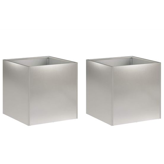 Cache-pot de jardin 2 pc argenté 25 x 25 x 25 cm
