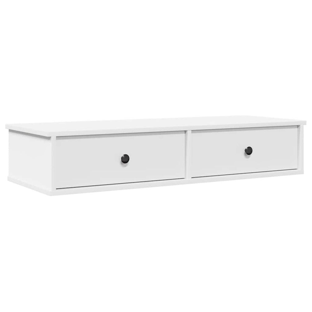 Étagère murale et tiroirs blanc 100x37,5x19cm bois d'ingénierie
