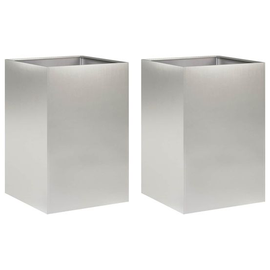 Cache-pot de jardin 2 pc argenté 40 x 40 x 75 cm