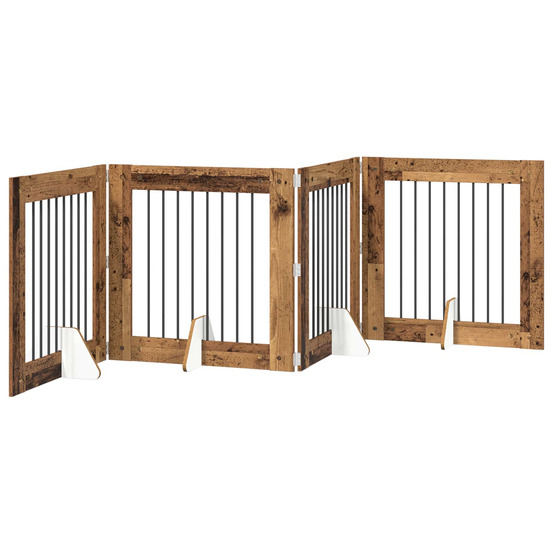 Porte de chien pliable avec supports 4 pcs bois ancien 321 cm