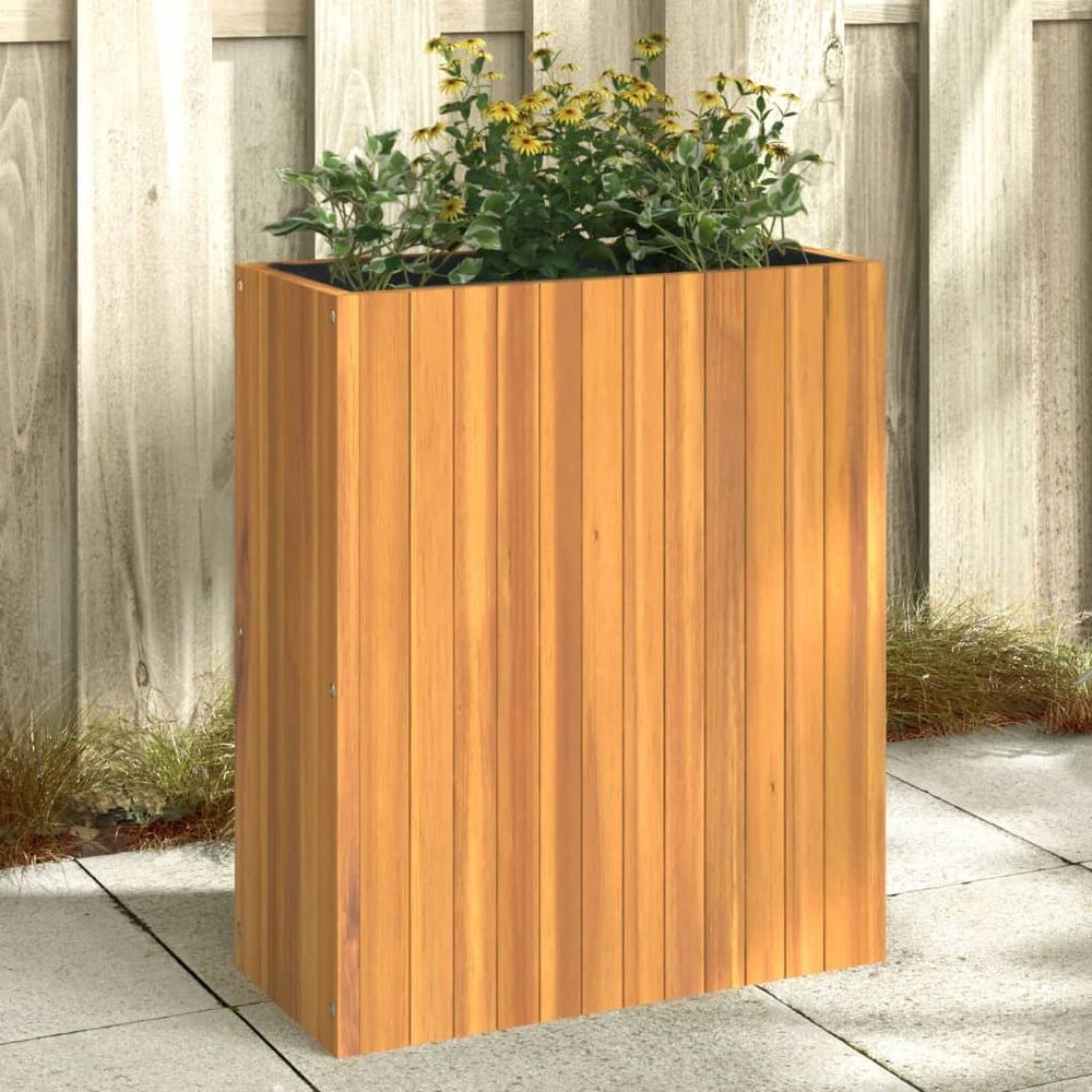 Jardinière surélevée élégante en bois d'acacia bac à fleurs haut en bois tropical huilé pour intérieur/extérieur 60x70cm