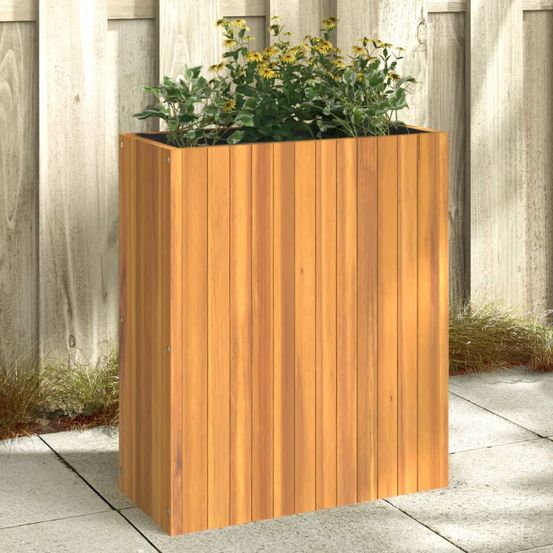 Jardinière surélevée élégante en bois d'acacia bac à fleurs haut en bois tropical huilé pour intérieur/extérieur 60x70cm