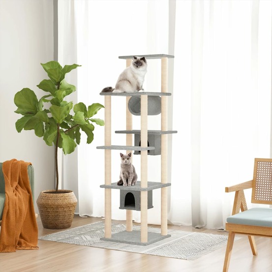 Arbre à chat avec griffoirs en sisal gris clair 169 cm