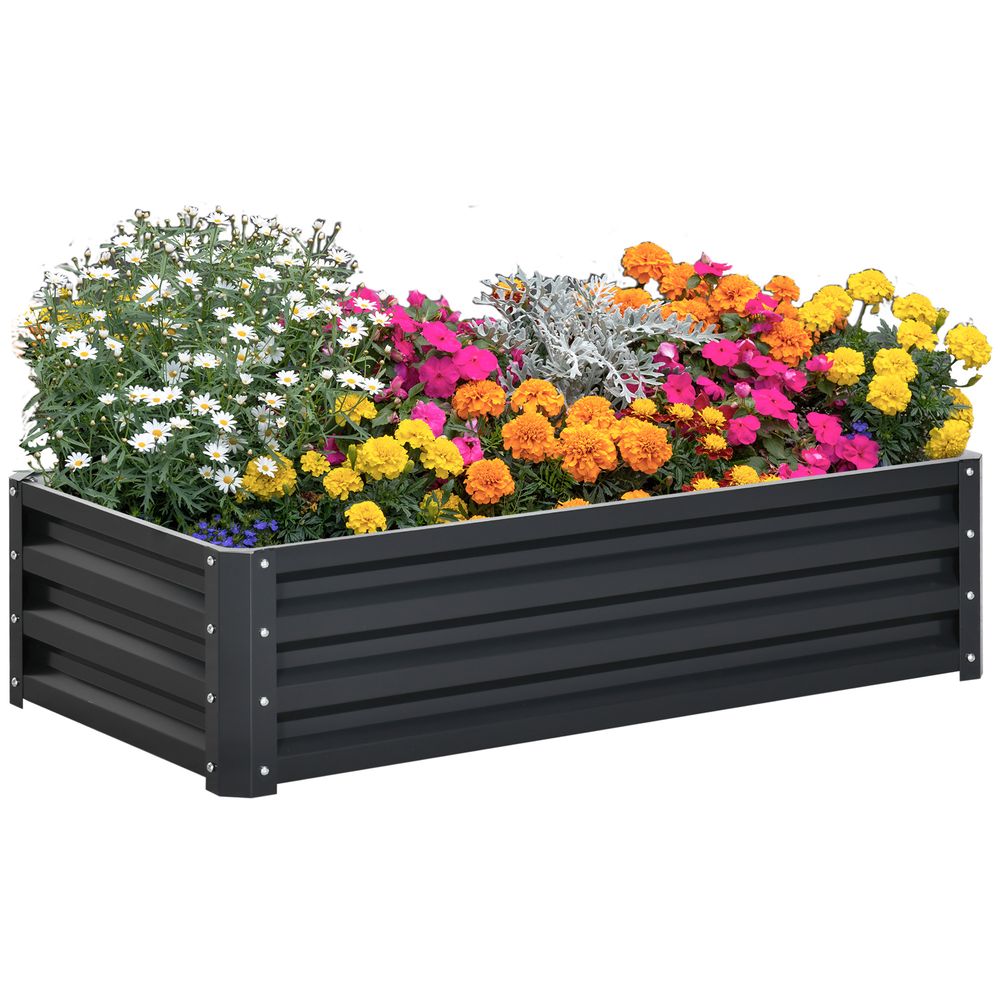 Carré potager de jardin acier ondulé rectangulaire 120x60x30,5 cm gris