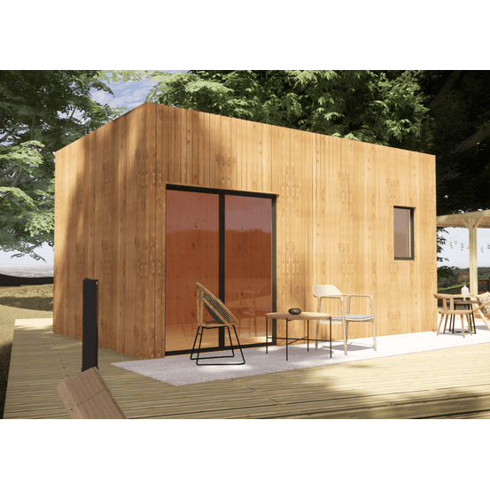 Studio de jardin bien isolé en bois 5,5 x 3,5 x 3,2 m / isolation re2020 avec plancher isolé