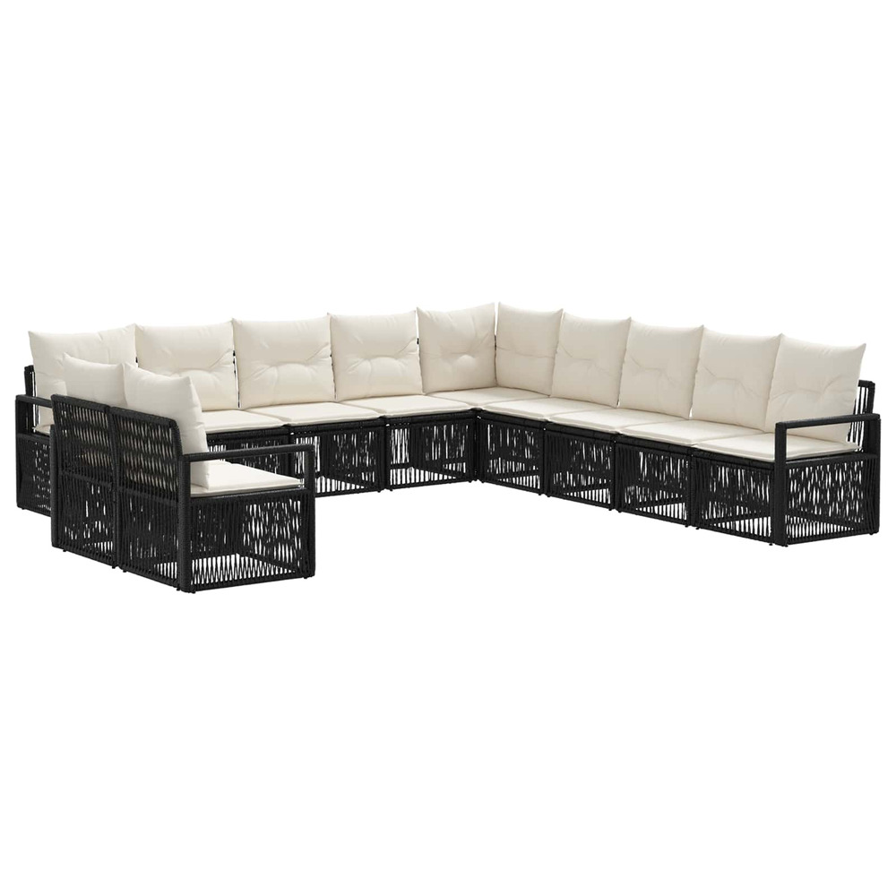 Ensemble de canapé de jardin 11 pcs noir polyrotin