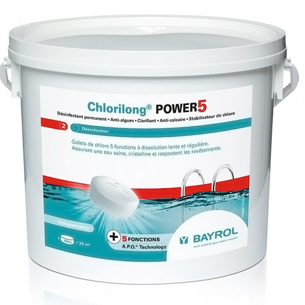 Chlore lent 5 fonctions galet 5kg - chlorilong power 5