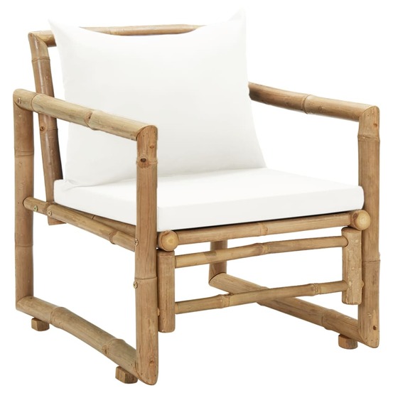 Chaises de jardin lot de 2 avec coussins et oreillers bambou