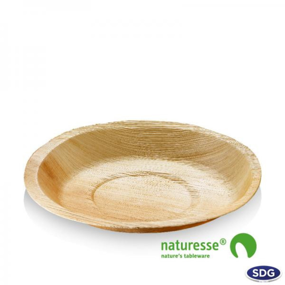 Assiette ronde feuille de palmier 18 cm - sdg lot de 100