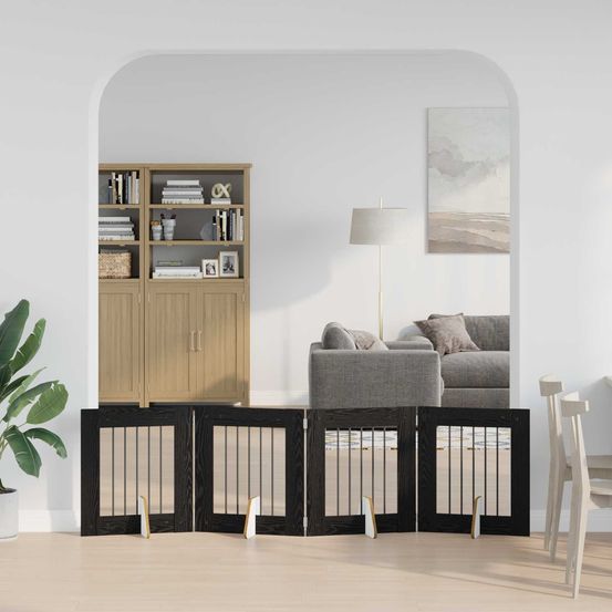 Barrière et parc intérieur chien bois pliable ajustable 241 cm chêne noir