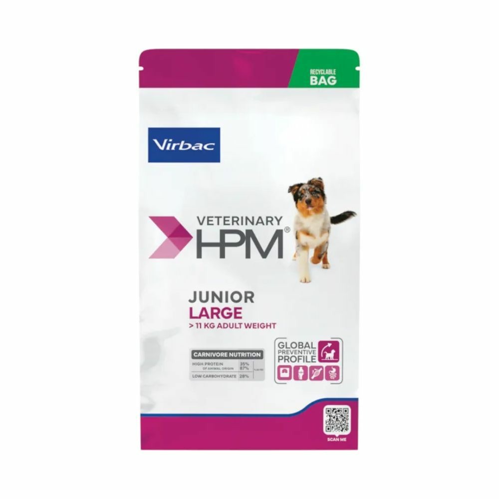 Croquettes chien veterinary hpm dog junior special large - virbac 12 kg
