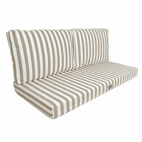Coussins pour salon de jardin déhoussable 120x60cm - rayure beige