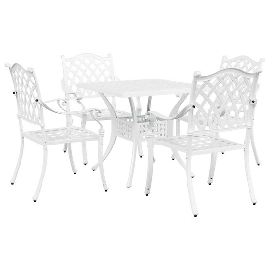 Ensemble de tables de jardin 5 pcs blanc aluminium coulé