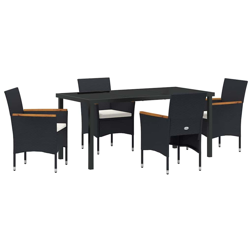 Ensemble de salle à manger pour jardin 5 pcs noir polyrotin