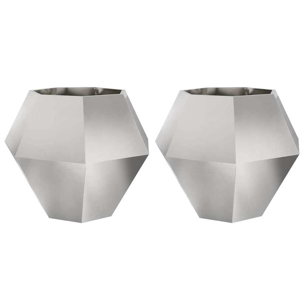 Jardinière d'extérieur 2 pcs argent 100 x 100 x 80 cm acier inoxydable