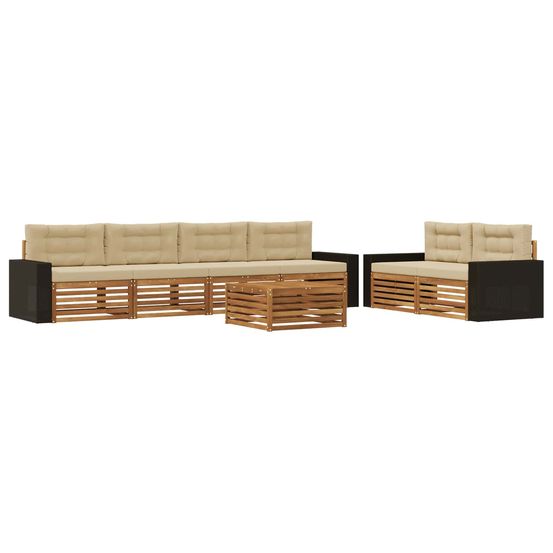 Ensemble de canapés d'extérieur 7 pc naturel et beige polyester