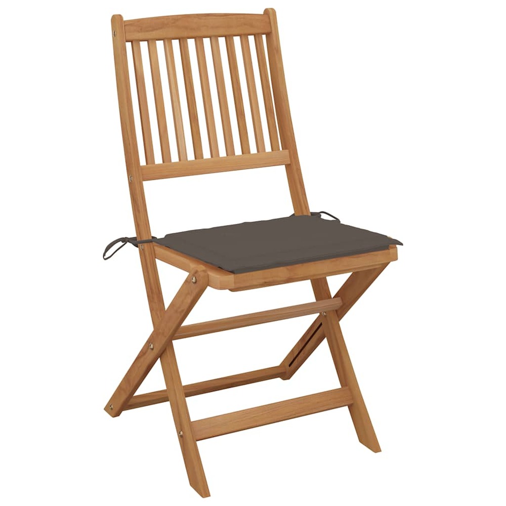 Chaises pliables de jardin lot de 4 avec coussins bois d'acacia