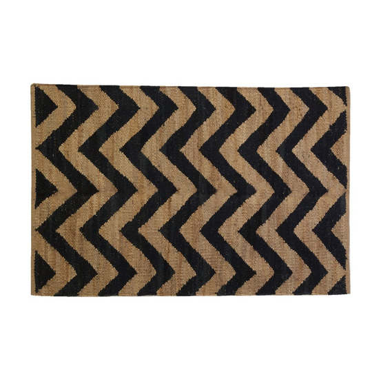 Tapis en jute naturel et noir graphique