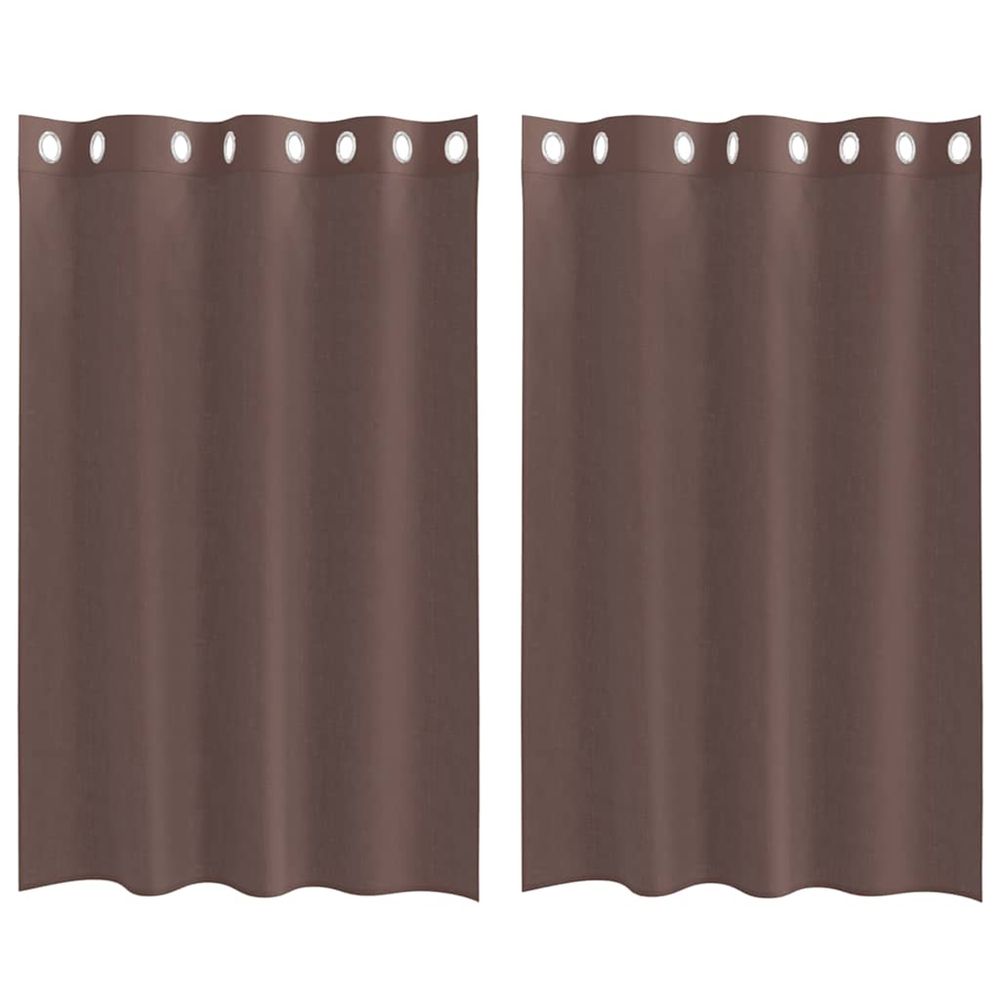 Rideaux en voile avec œillets 2 pcs marron 140x175 cm