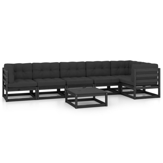 Salon de jardin 7 pcs avec coussins bois de pin massif