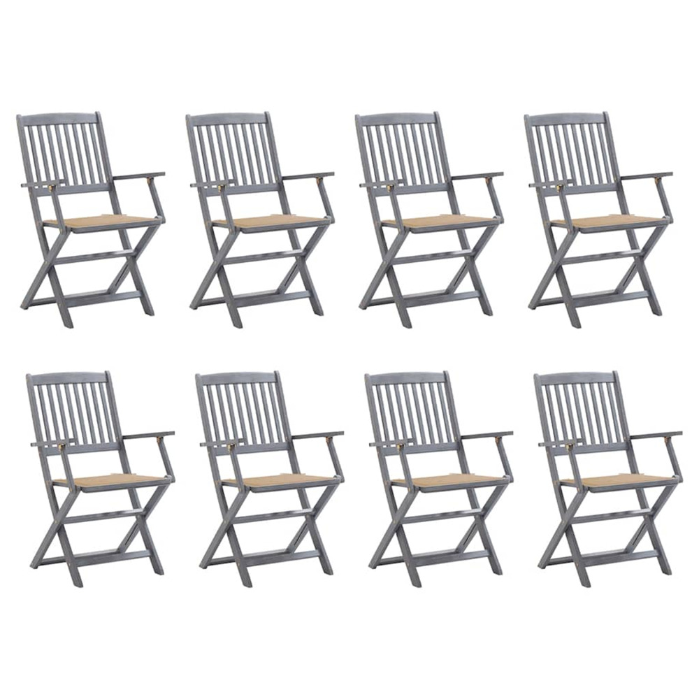 Chaises pliables d'extérieur lot de 8 et coussins bois d'acacia