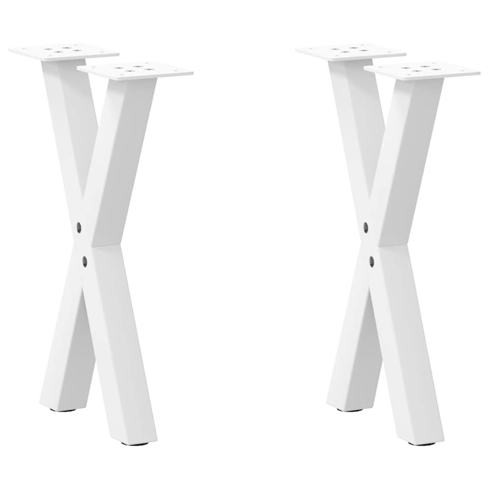 Pieds de table basse en forme de x, 2 pièces, blanc, 28 x (42-43) cm, acier