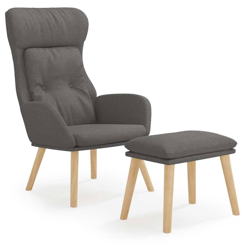 Chaise de relaxation avec repose-pied gris foncé tissu