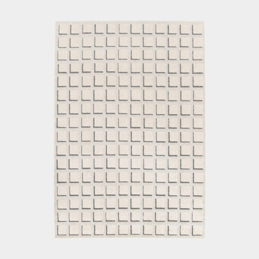 Tapis de salon graphique en relief - case - beige crème - 160 x 230 cm