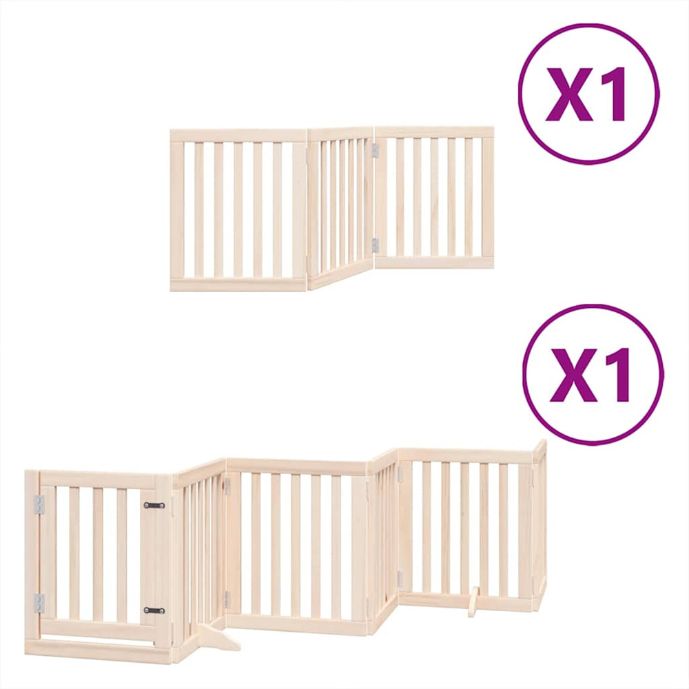 Barrière pour chiens avec porte pliable 9panneaux bois peuplier