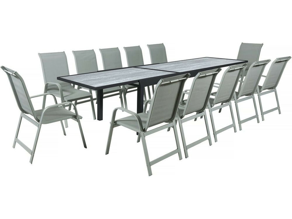 Table extensible et chaises de jardin en aluminium 