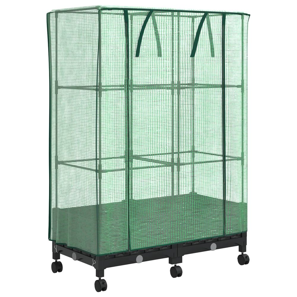 Jardinière de jardin avec couverture de serre et roues 2 pc pp
