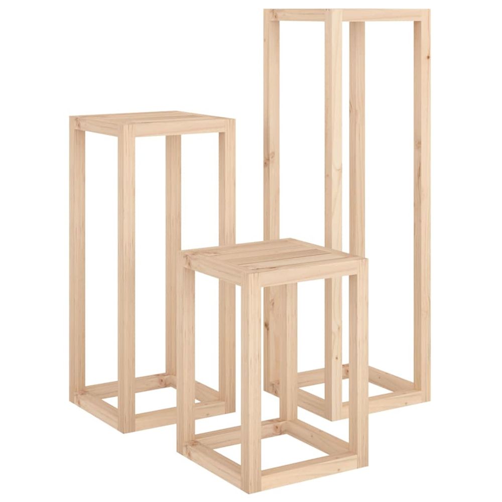 Ensemble de supports pour plantes 3 pcs bois de pin massif