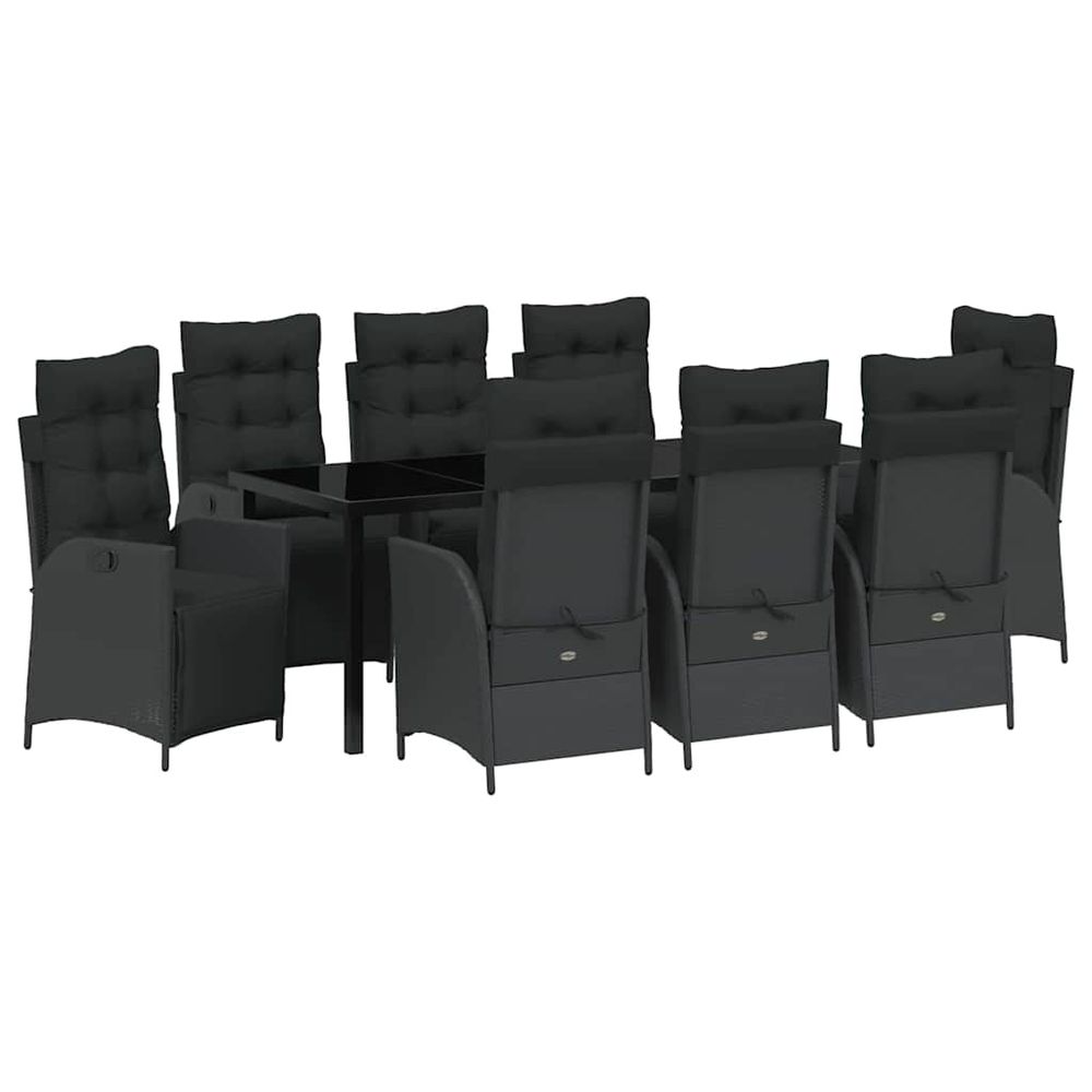 Ensemble de salle à manger pour jardin 9 pc noir polyrotin