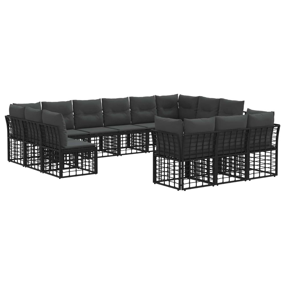 Ensemble de canapés d'extérieur noir et gris foncé polyester