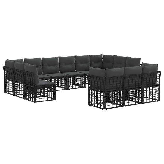 Ensemble de canapés d'extérieur noir et gris foncé polyester