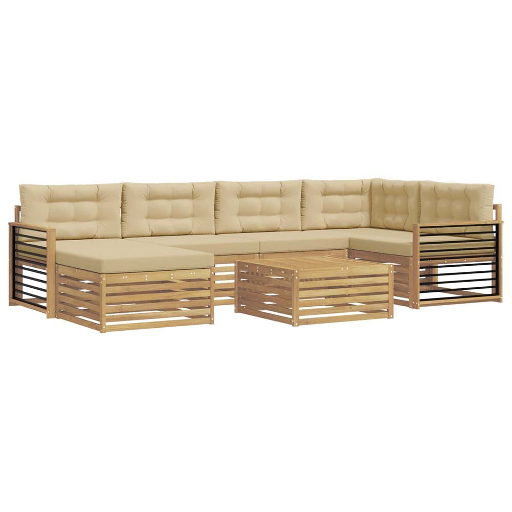 Ensemble de canapés d'extérieur 7 pc blanc et beige