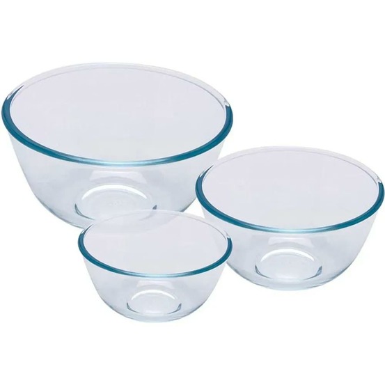3 bols verre borosilicaté 0,5-1-2l ø 14-17-21cm