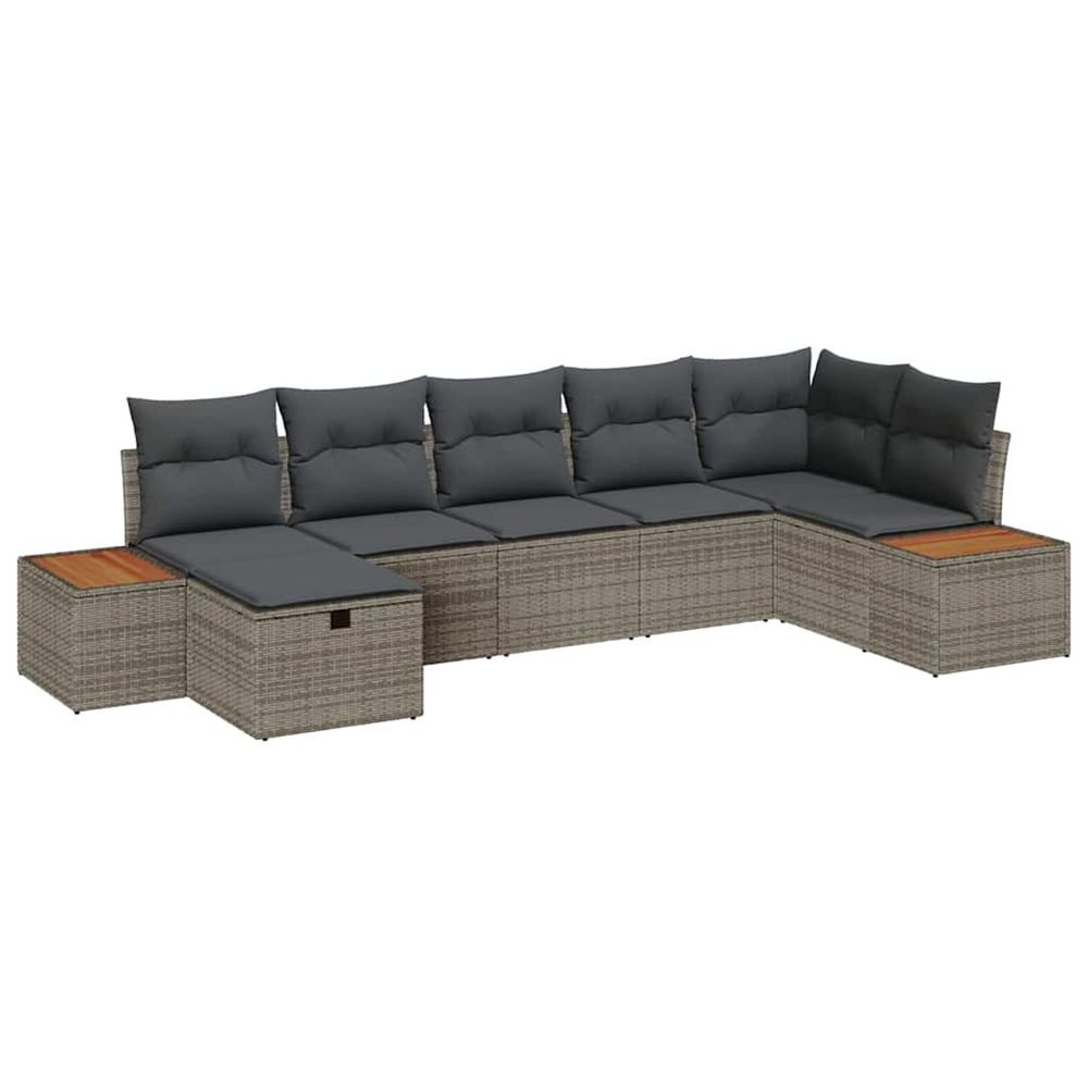 Ensemble de canapé de jardin 7 pcs gris poly rotin