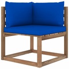 Canapé d'angle palette de jardin avec coussins bleu