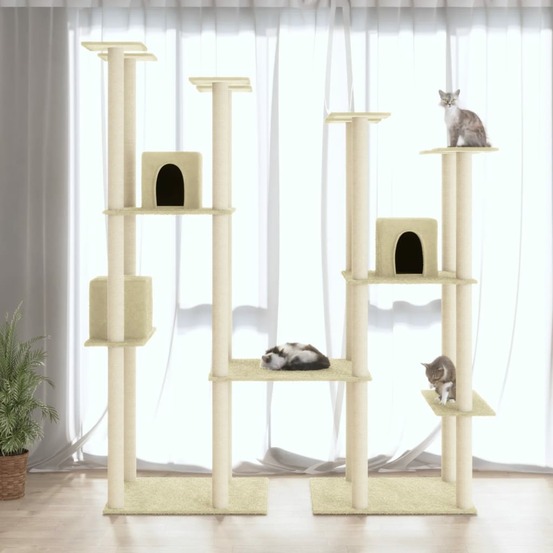 Arbre à chat avec griffoirs en sisal crème 174 cm