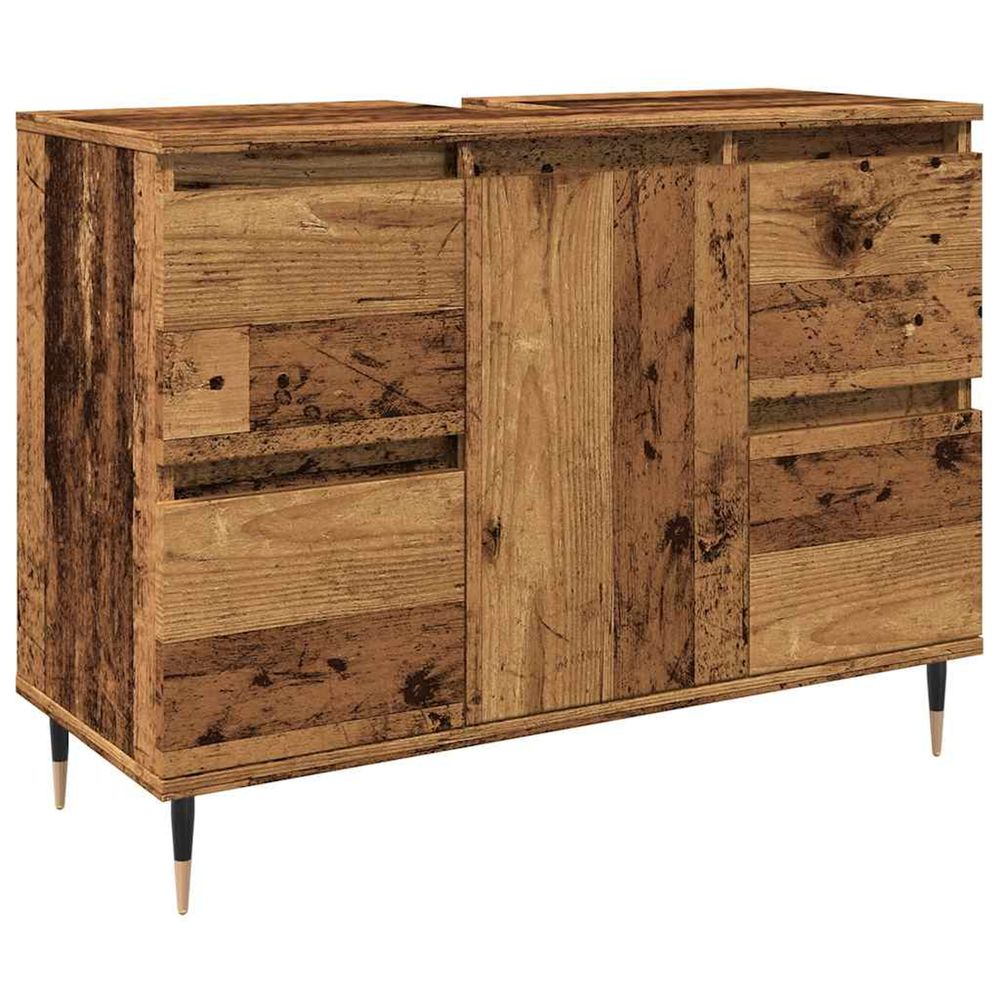 Armoire de salle de bain vieux bois 80x33x60 cm bois ingénierie